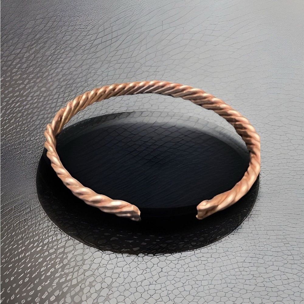 Solid Copper Twisted Rope Cuff Bracelet - Picture 3 of 7